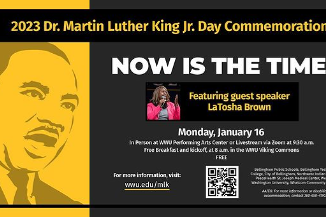 MLK Day Commemoration Poster in bold black and yellow