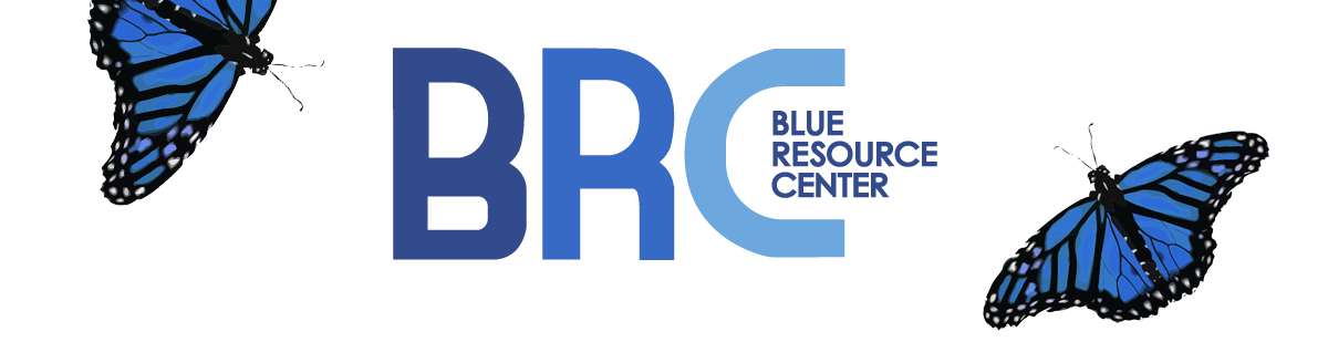 Blue Resource Center (BRC) logo with butterflies